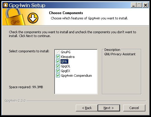GPG4Win component list