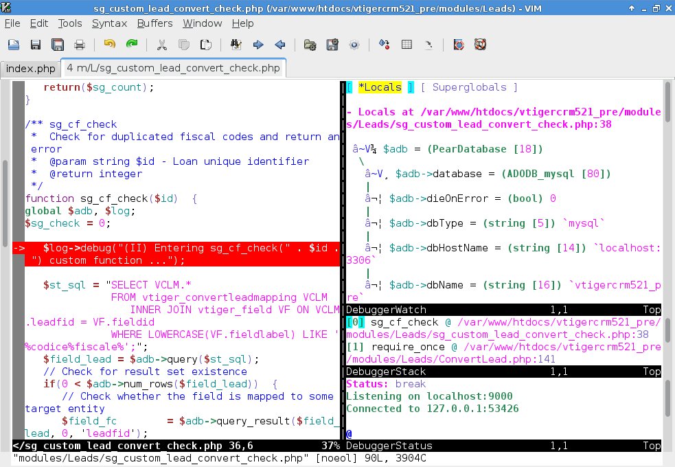 Vdebug - Debug in corso